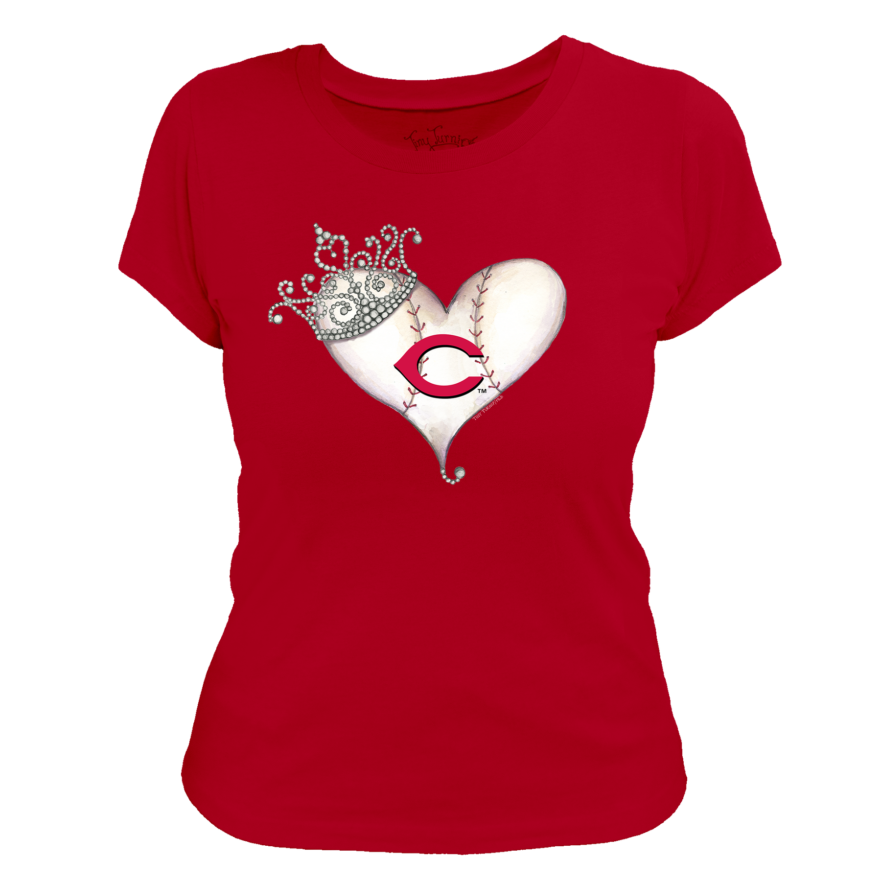Cincinnati Reds Tiara Heart Tee Shirt - Tiny Turnip