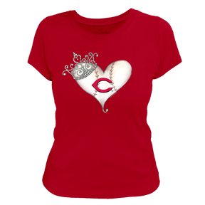 Cincinnati Reds Tiara Heart Tee Shirt - Tiny Turnip