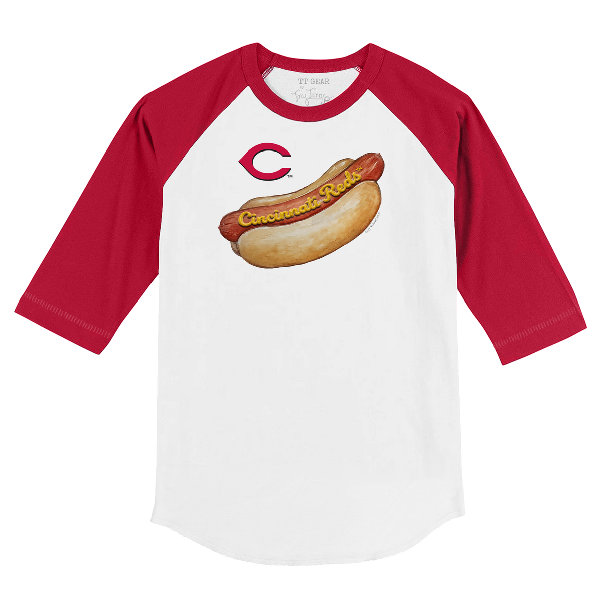Cincinnati Reds Hot Dog 3/4 Red Sleeve Raglan