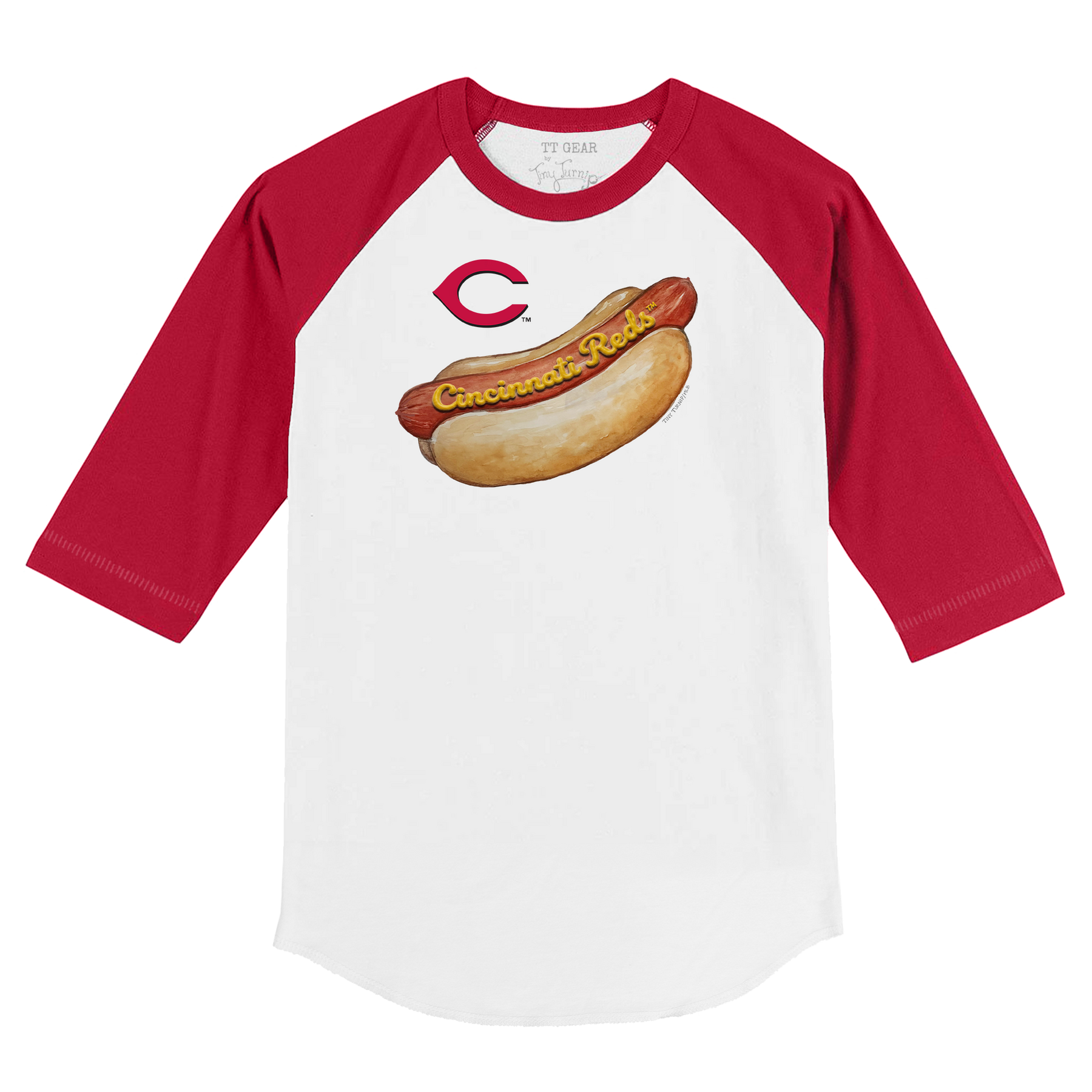 Cincinnati Reds Hot Dog 3/4 Red Sleeve Raglan