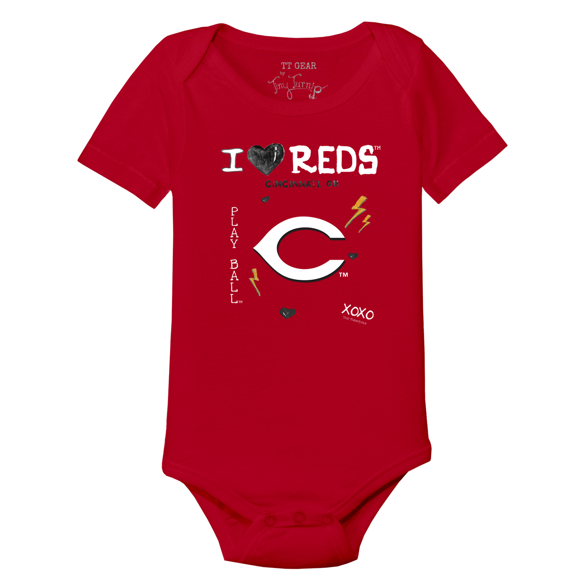 I Heart Reds Short Sleeve Snapper - Tiny Turnip
