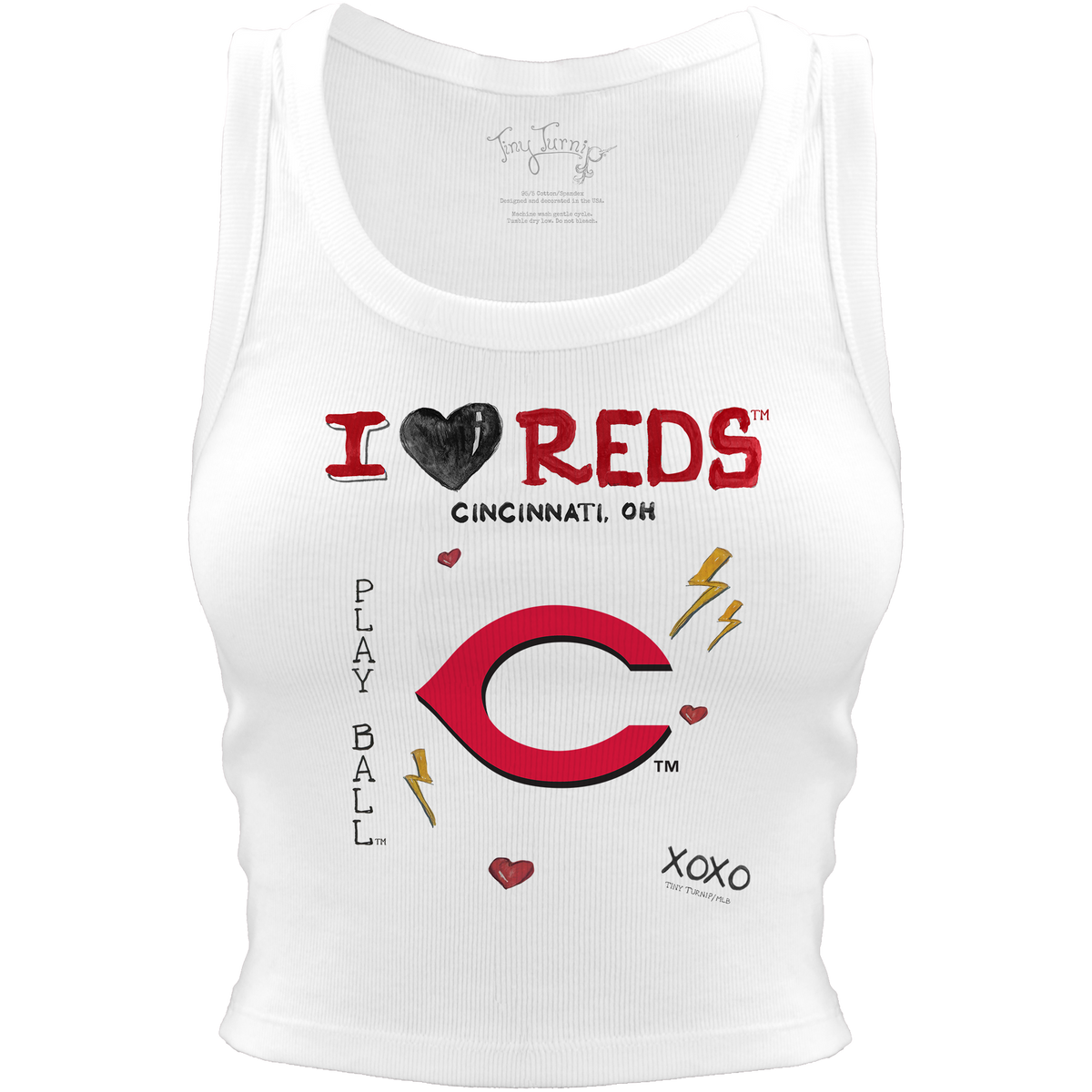 Cincinnati Reds I Heart Team Crop Tank - Tiny Turnip