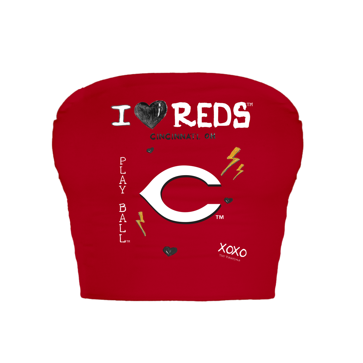Cincinnati Reds I Heart Reds Crop Tube Top
