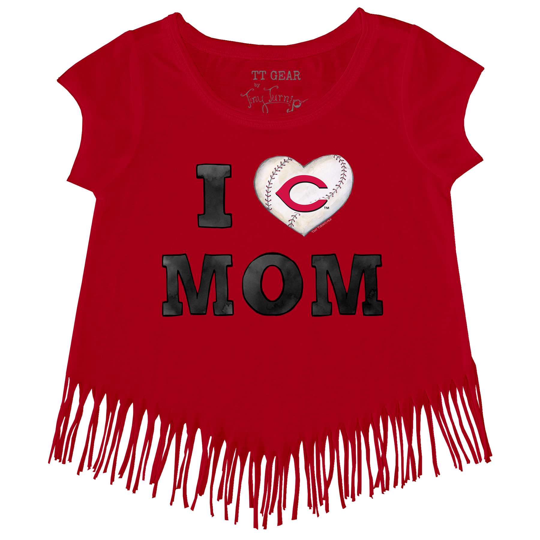 Cincinnati Reds I Love Mom Fringe Tee