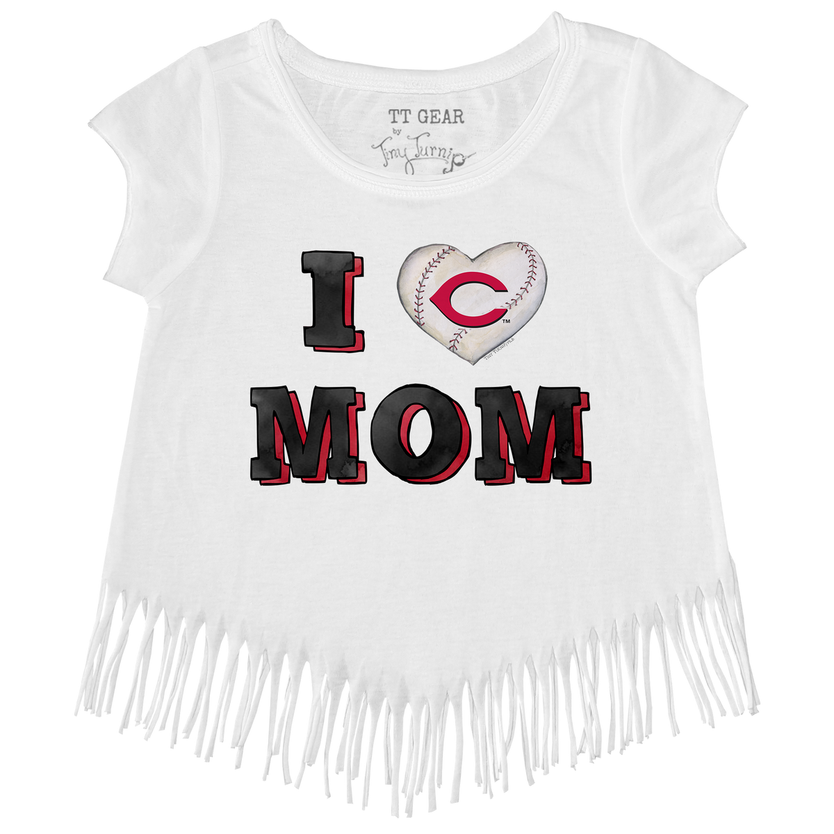 Cincinnati Reds I Love Mom Fringe Tee