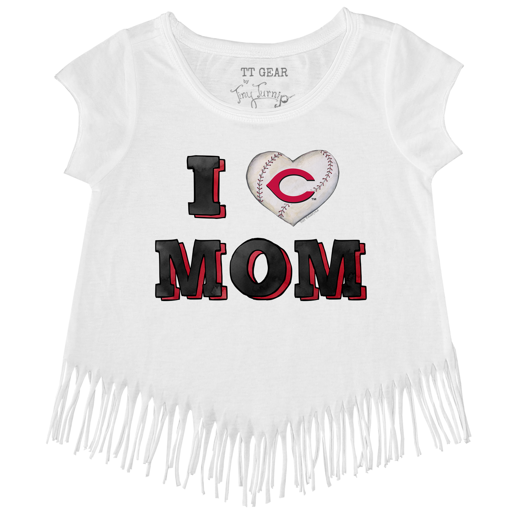 Cincinnati Reds I Love Mom Fringe Tee