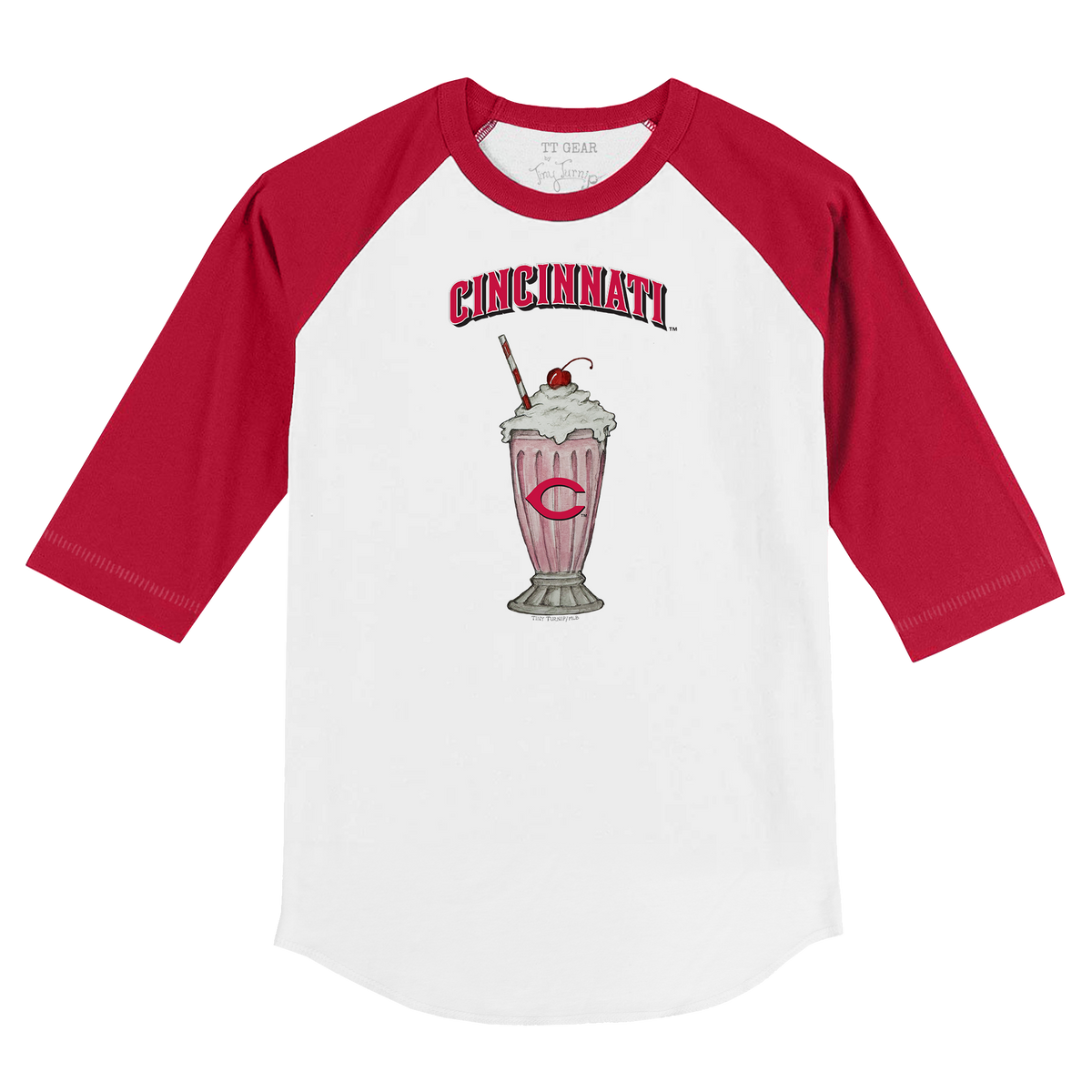 Cincinnati Reds Milkshake 3/4 Red Sleeve Raglan