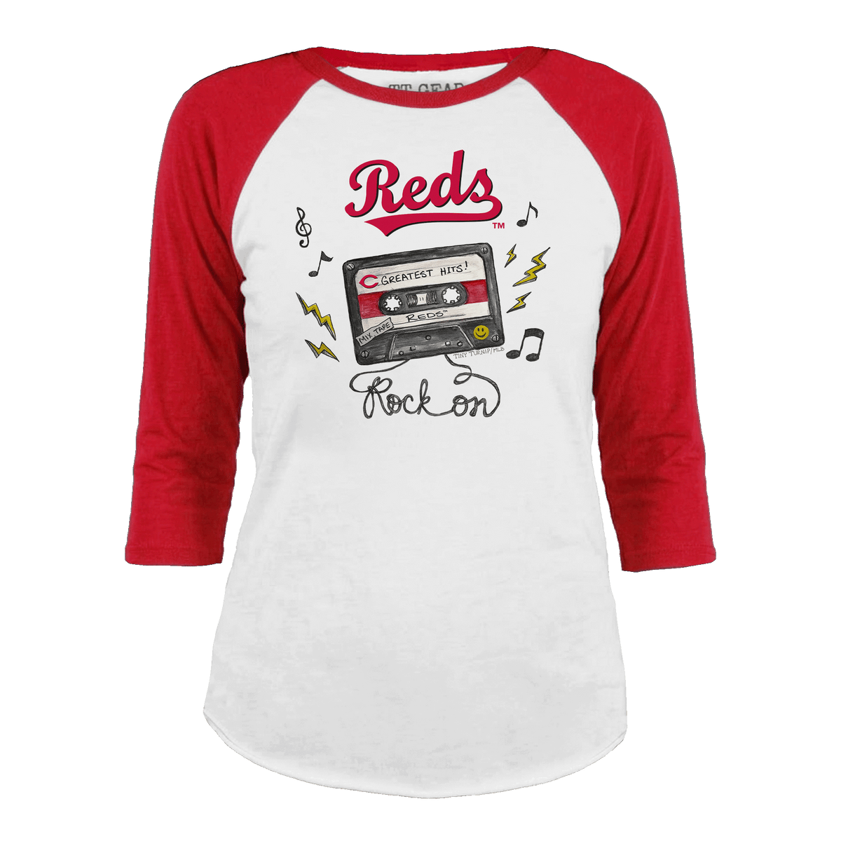 Cincinnati Reds Mixtape 3/4 Red Sleeve Raglan