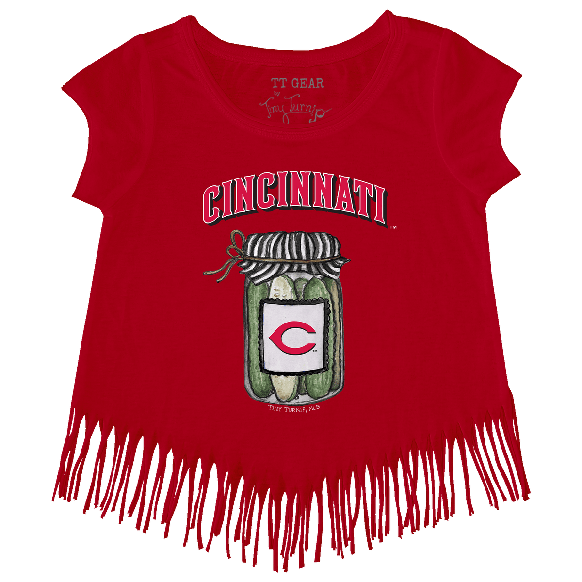 Cincinnati Reds Pickle Jar Fringe Tee