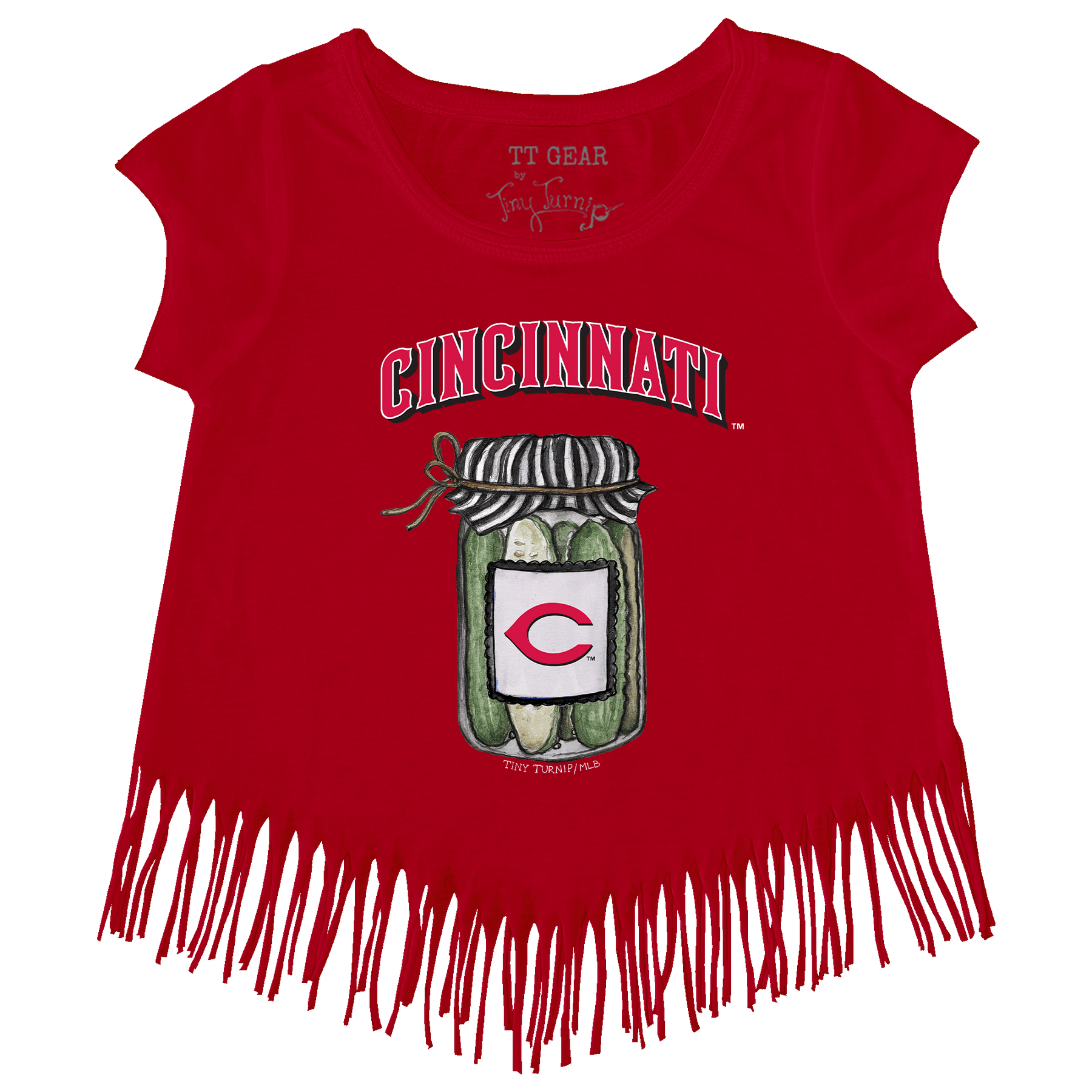 Cincinnati Reds Pickle Jar Fringe Tee