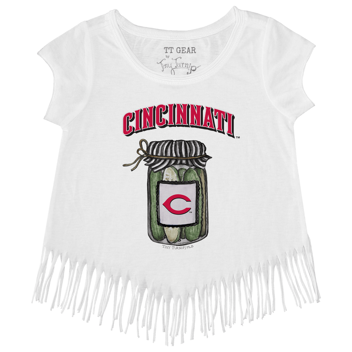 Cincinnati Reds Pickle Jar Fringe Tee