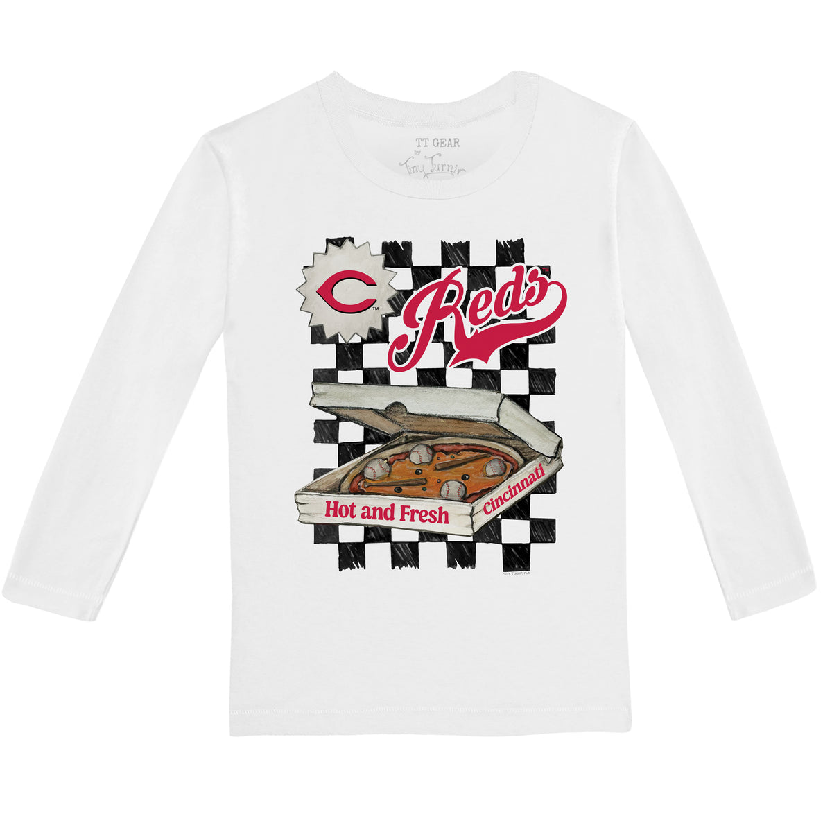 Cincinnati Reds Pizza Long-Sleeve Tee Shirt