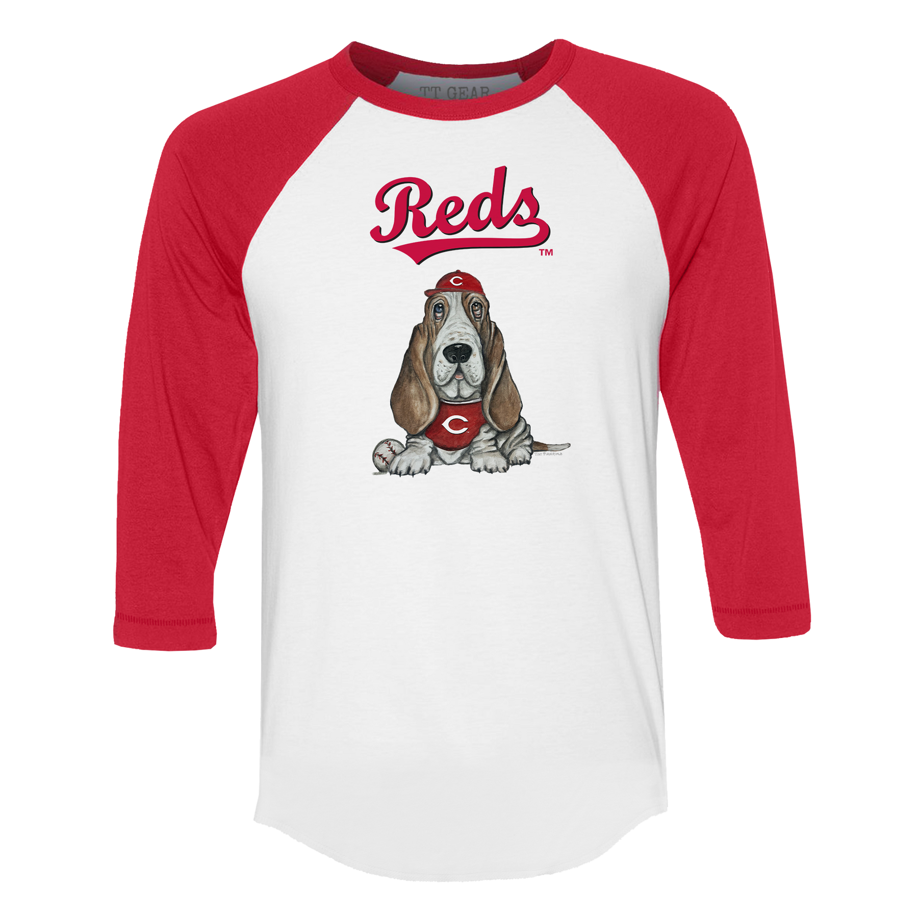 Cincinnati Reds Puddy 3/4 Red Sleeve Raglan - Tiny Turnip