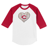 Cincinnati Reds Stitched Heart 3/4 Red Sleeve Raglan - Tiny Turnip