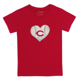 Cincinnati Reds Stitched Heart Kid's Tee Shirt - Tiny Turnip