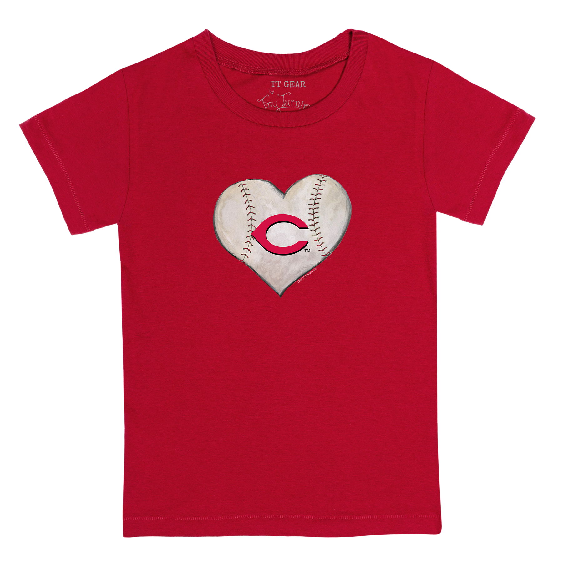 Cincinnati Reds Stitched Heart Kid's Tee Shirt - Tiny Turnip