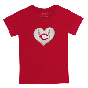 Cincinnati Reds Stitched Heart Kid's Tee Shirt - Tiny Turnip