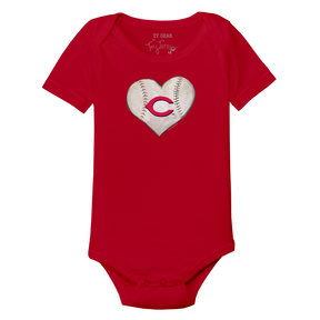 Cincinnati Reds Stitched Heart Short Sleeve Snapper - Tiny Turnip