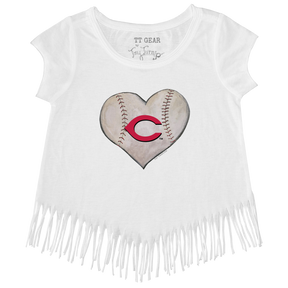 Cincinnati Reds Stitched Heart Fringe Tee - Tiny Turnip