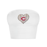 Cincinnati Reds Stitched Heart Crop Tube Top - Tiny Turnip