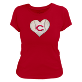 Cincinnati Reds Stitched Heart Women's Tee Shirt - Tiny Turnip