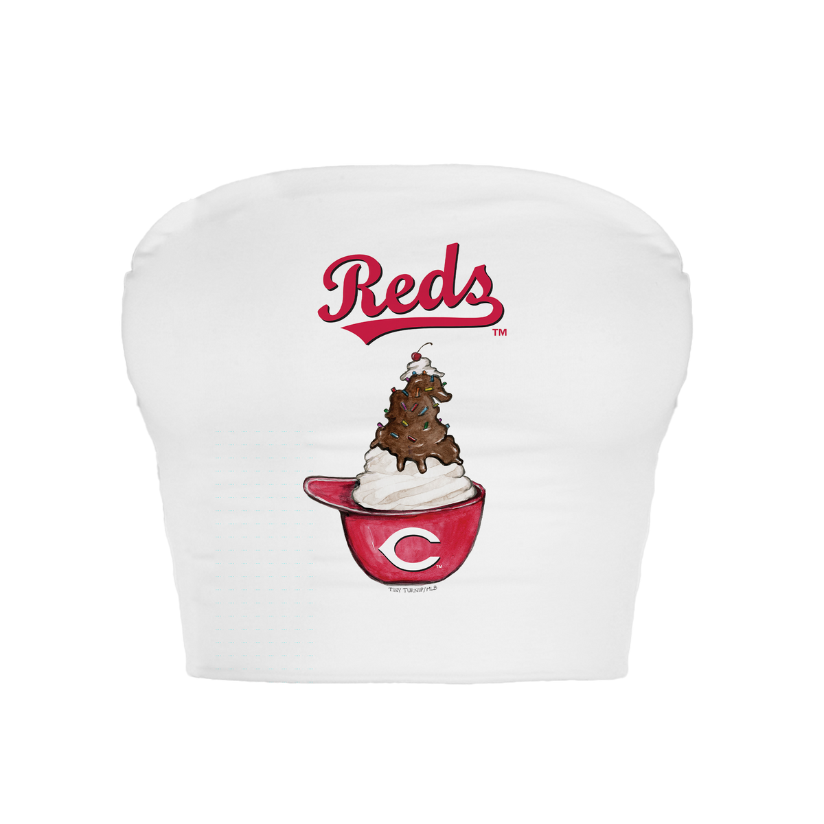 Cincinnati Reds Sundae Helmet Crop Tube Top - Tiny Turnip