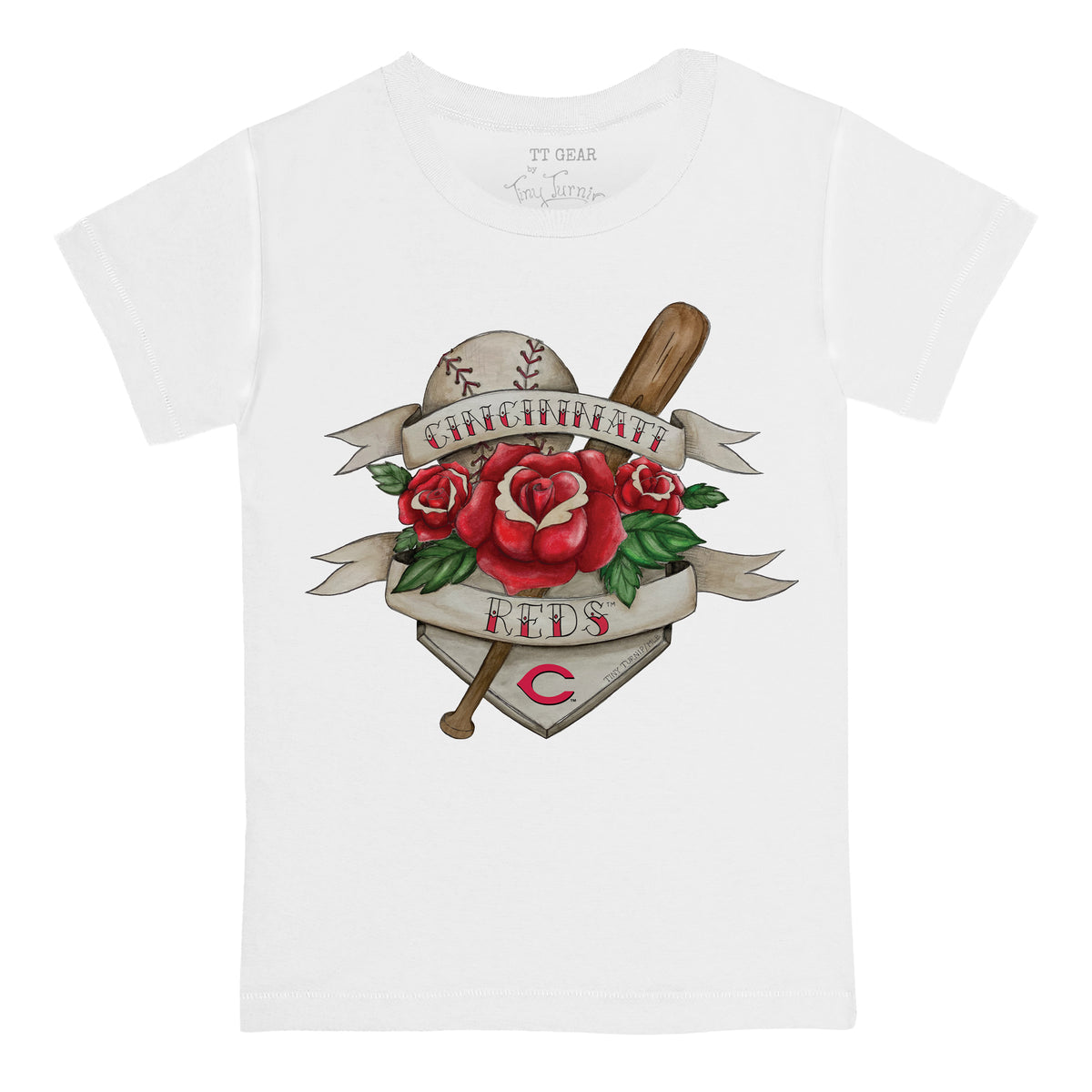 Cincinnati Reds Tattoo Rose Tee Shirt