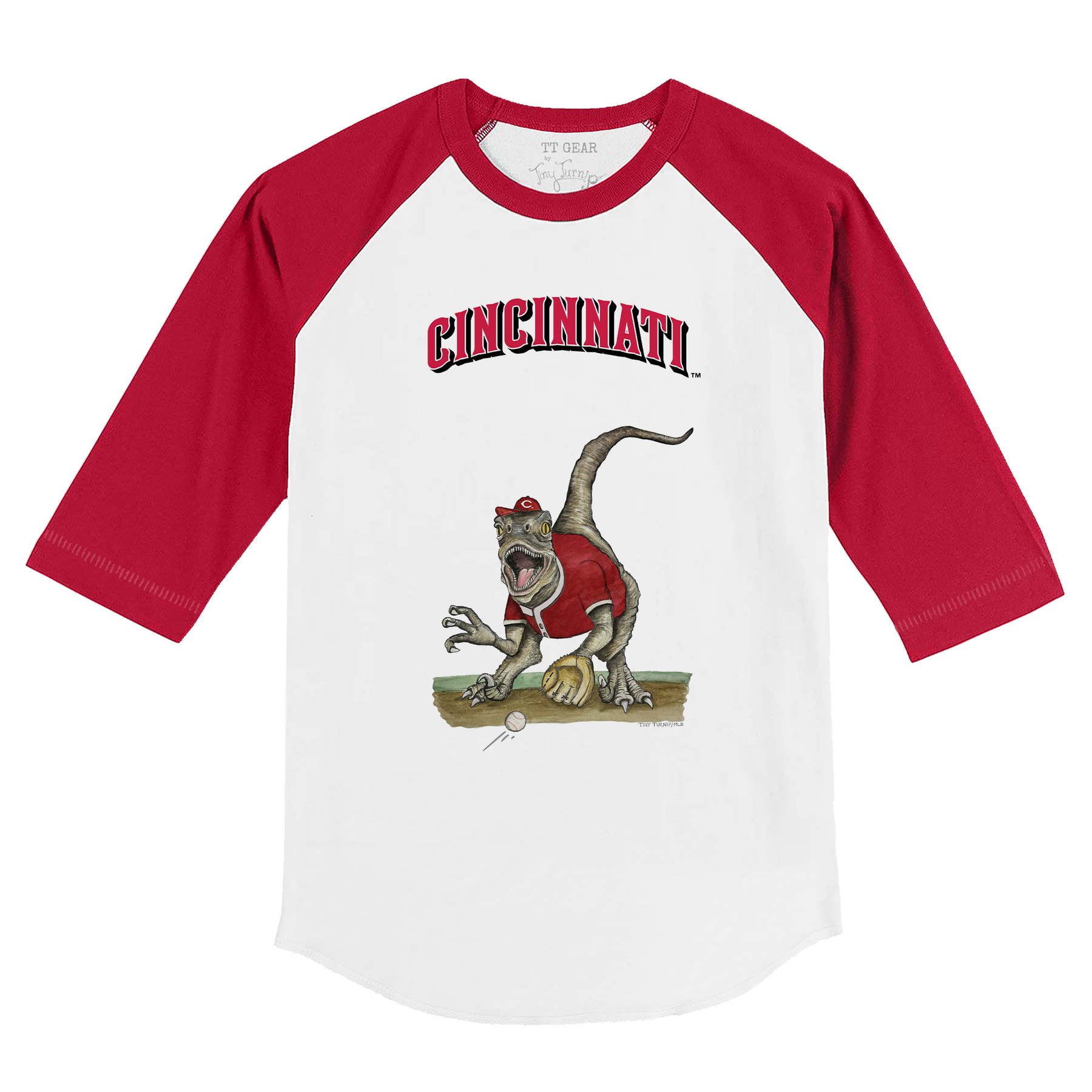 Cincinnati Reds Velociraptor 3/4 Red Sleeve Raglan