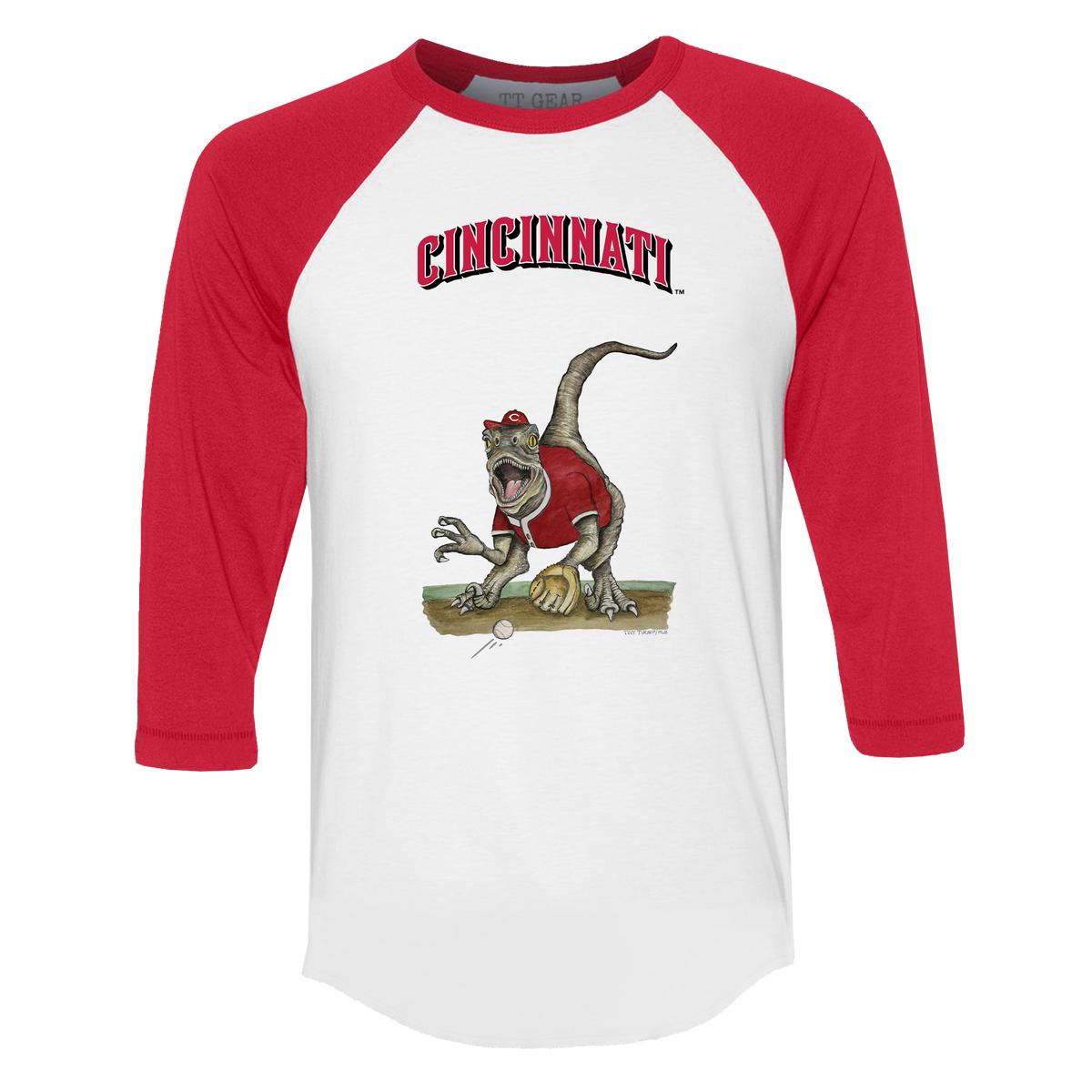 Cincinnati Reds Velociraptor 3/4 Red Sleeve Raglan