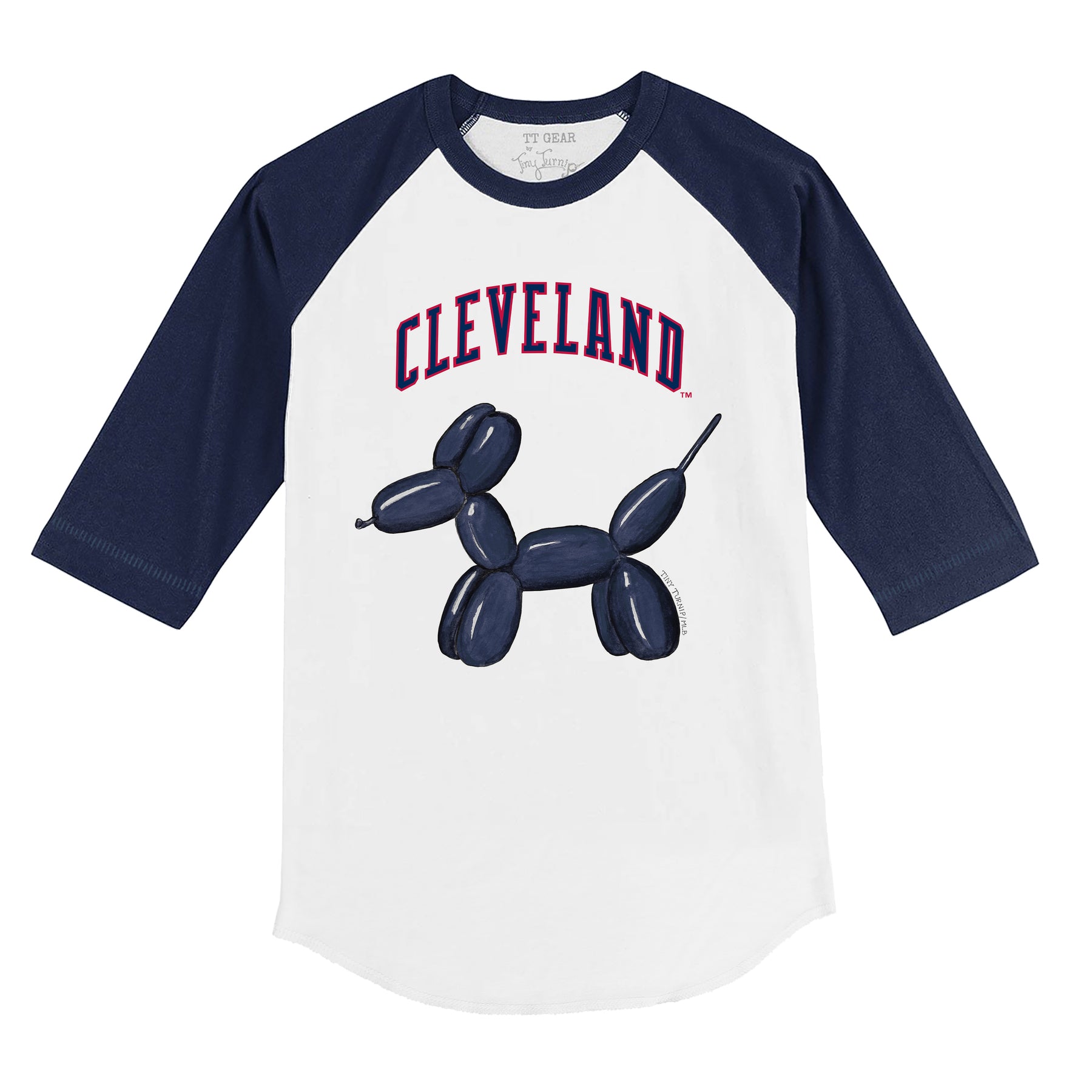 Cleveland Guardians Balloon Dog 3/4 Navy Blue Sleeve Raglan