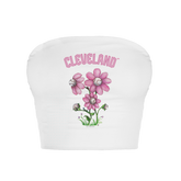 Cleveland Guardians Blooming Baseballs Crop Tube Top - Tiny Turnip