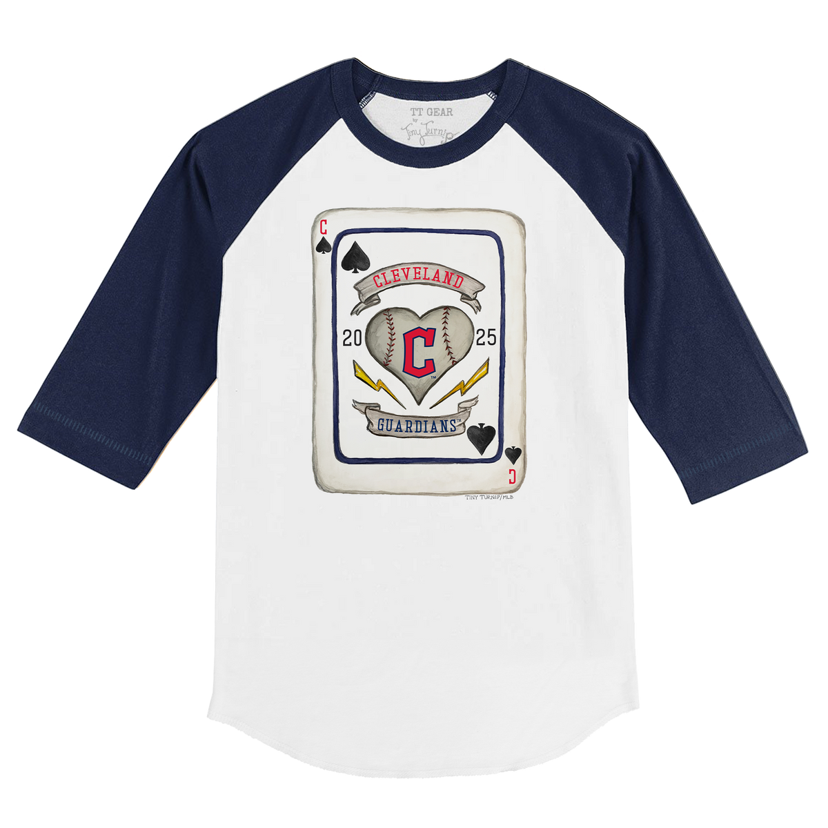 Cleveland Guardians Card 3/4 Navy Blue Sleeve Raglan
