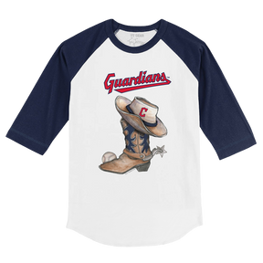 Cleveland Guardians Cowboy Boot 3/4 Navy Blue Sleeve Raglan