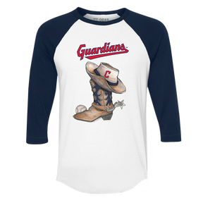 Cleveland Guardians Cowboy Boot 3/4 Navy Blue Sleeve Raglan