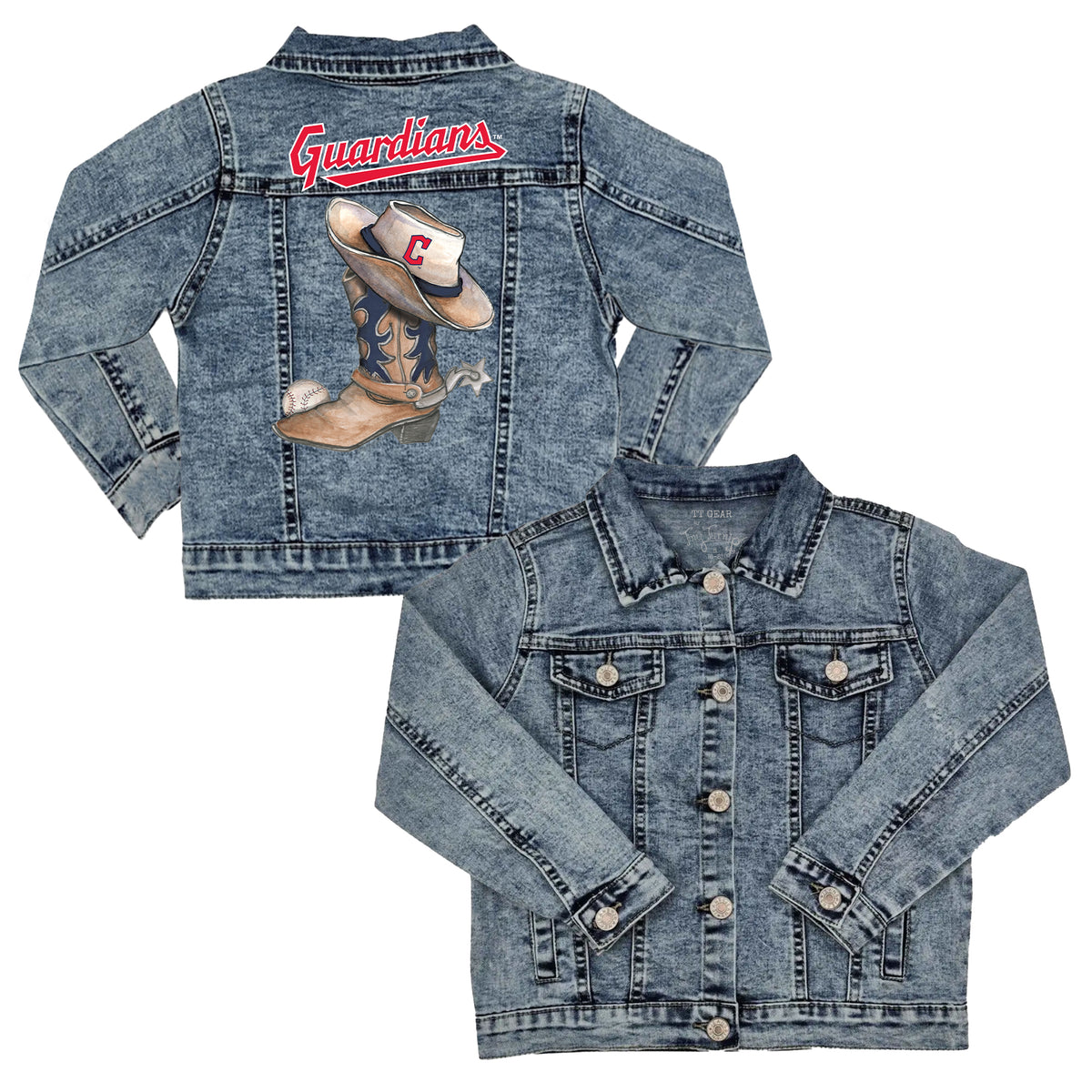 Cleveland Guardians Cowboy Boot Kid's Denim Jacket