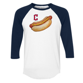 Cleveland Guardians Hot Dog 3/4 Navy Blue Sleeve Raglan