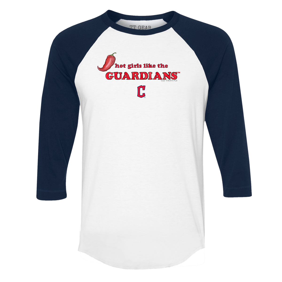 Cleveland Guardians Hot Girls 3/4 Navy Blue Sleeve Raglan