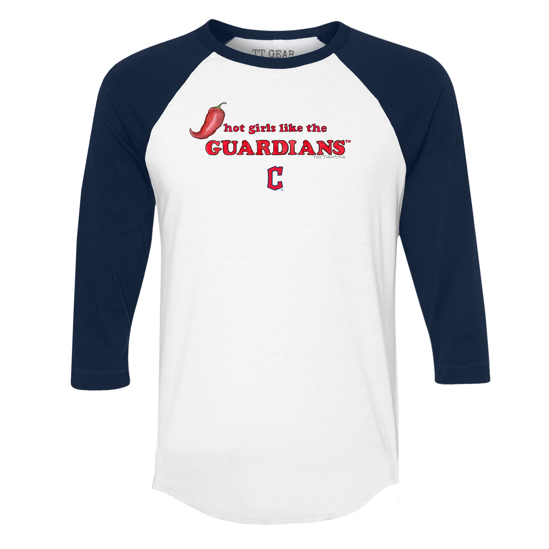 Cleveland Guardians Hot Girls 3/4 Navy Blue Sleeve Raglan