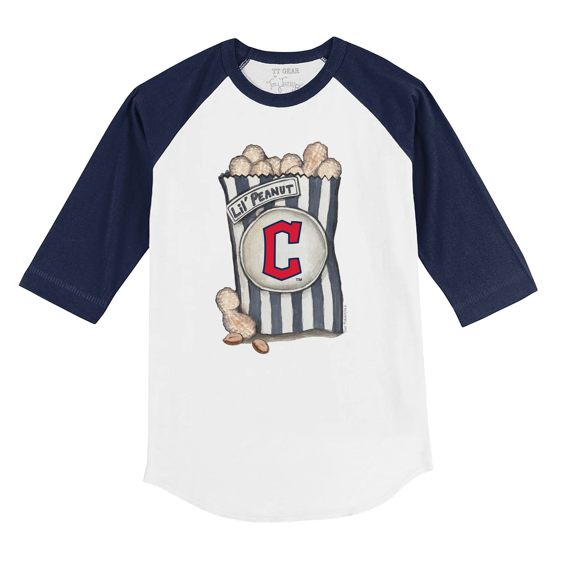 Cleveland Guardians Lil' Peanut 3/4 Navy Blue Sleeve Raglan