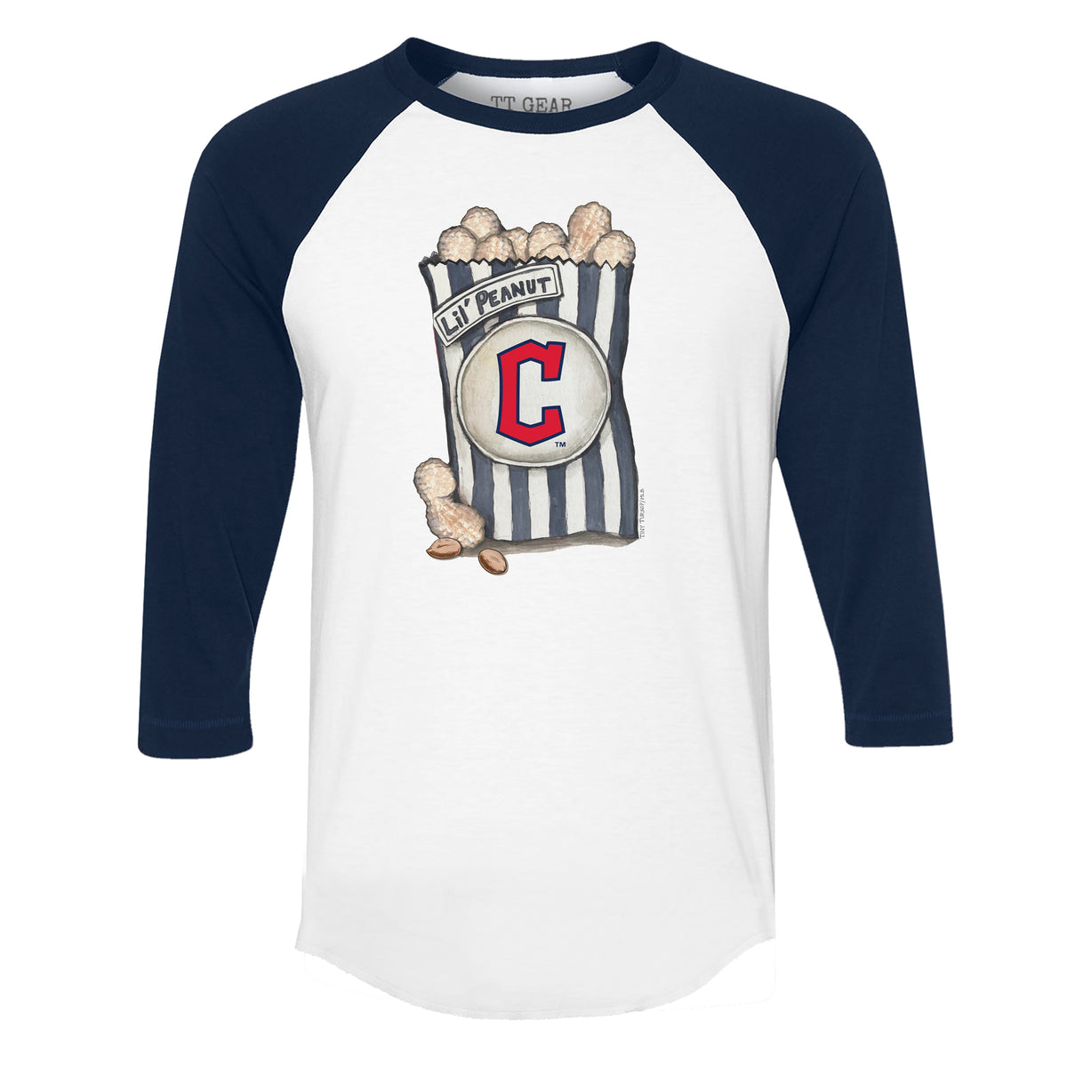 Cleveland Guardians Lil' Peanut 3/4 Navy Blue Sleeve Raglan