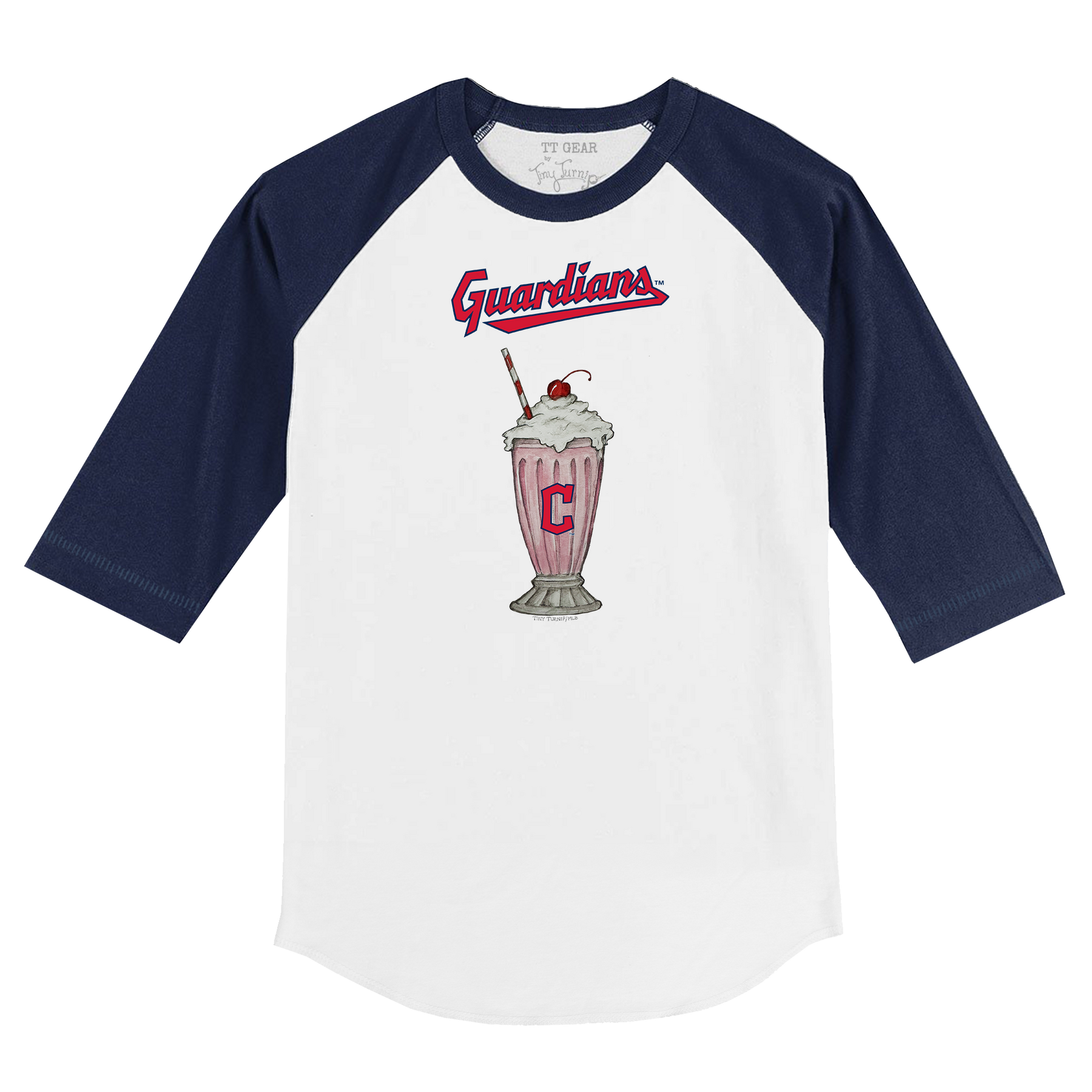 Cleveland Guardians Milkshake 3/4 Navy Blue Sleeve Raglan