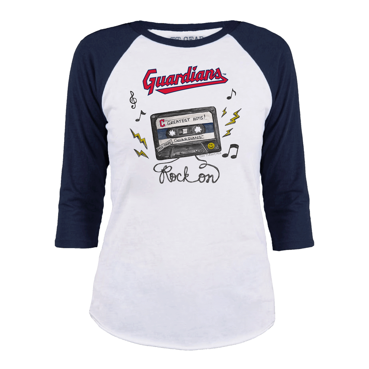 Cleveland Guardians Mixtape 3/4 Navy Blue Sleeve Raglan