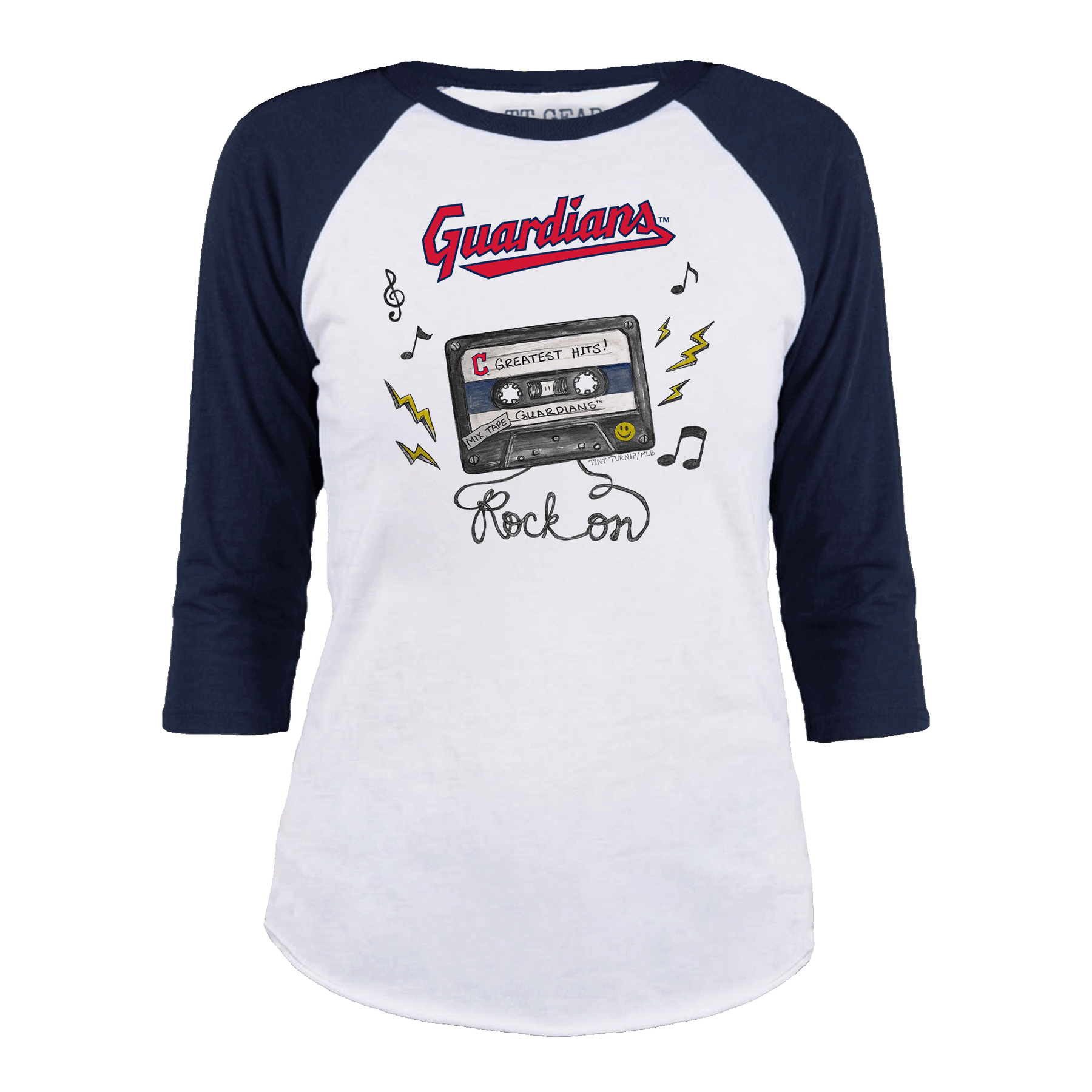 Cleveland Guardians Mixtape 3/4 Navy Blue Sleeve Raglan