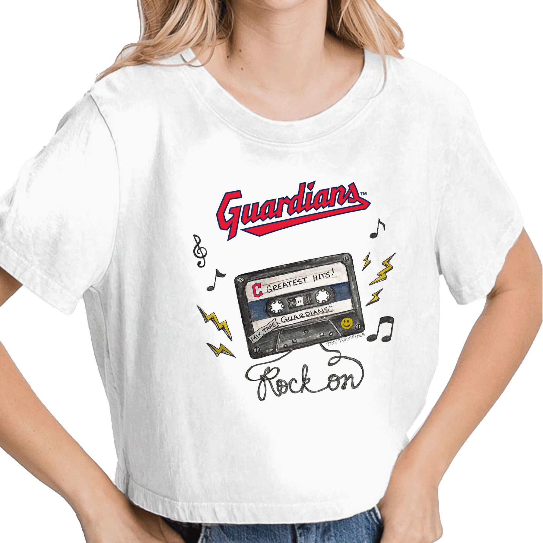 Cleveland Guardians Mixtape Vintage Crop Tee - Tiny Turnip
