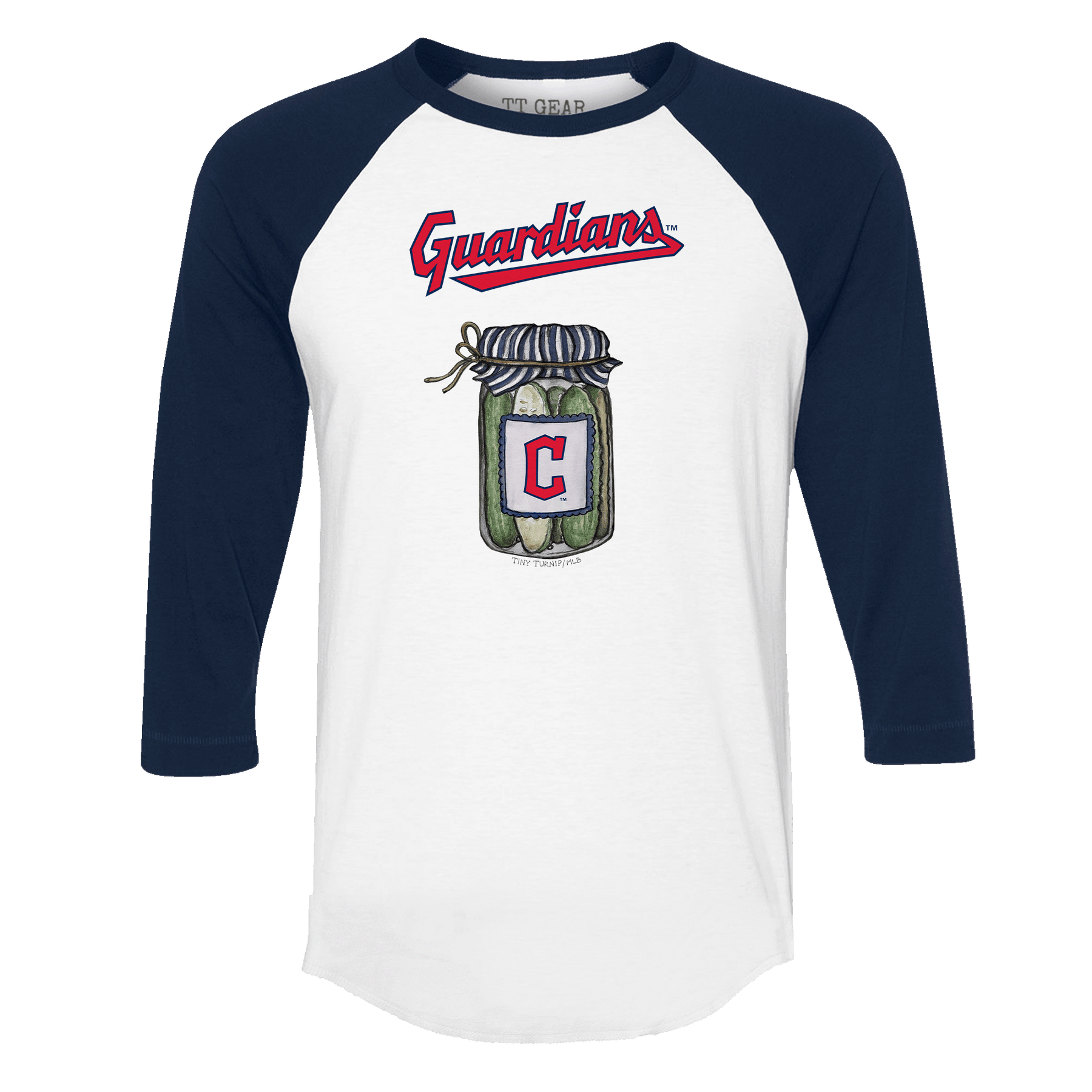 Cleveland Guardians Pickle Jar 3/4 Navy Blue Sleeve Raglan