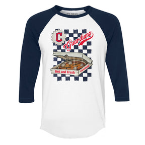 Cleveland Guardians Pizza 3/4 Navy Blue Sleeve Raglan