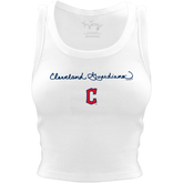 Cleveland Guardians Logo Script Crop Tank - Tiny Turnip