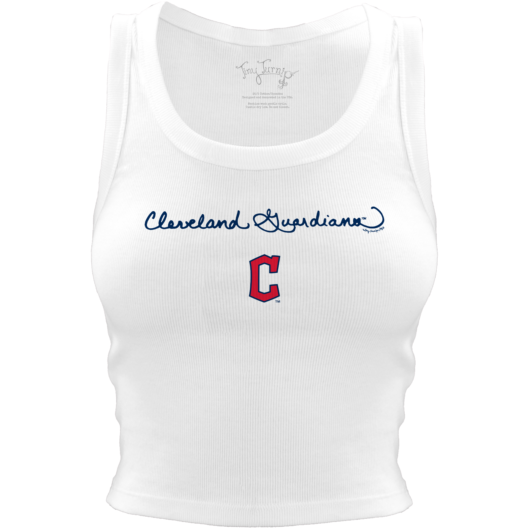 Cleveland Guardians Logo Script Crop Tank - Tiny Turnip