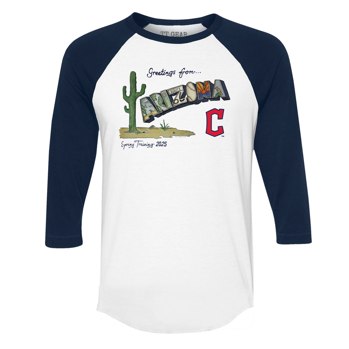 Cleveland Guardians Spring Training 2025 3/4 Navy Blue Sleeve Raglan