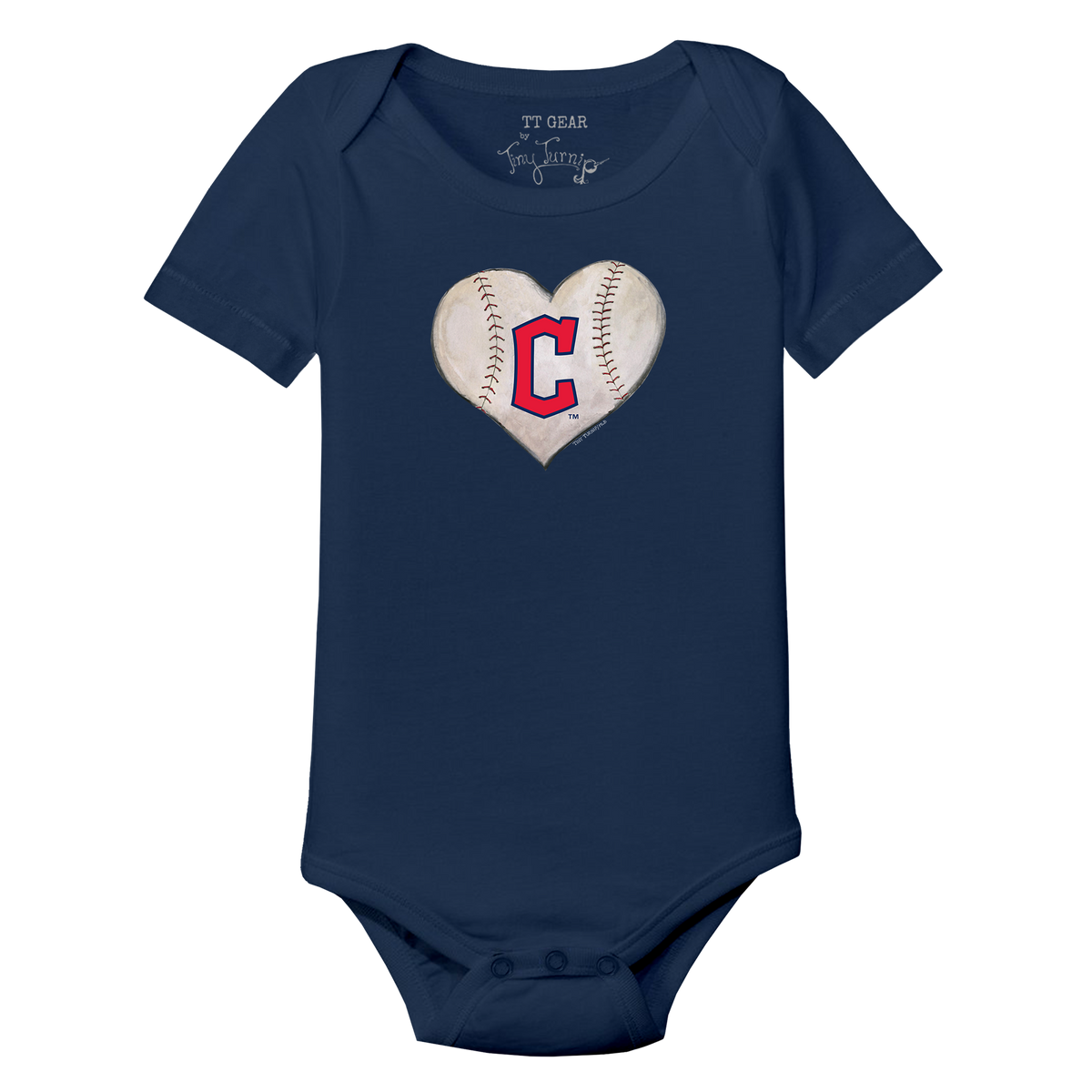 Cleveland Guardians Stitched Heart Short Sleeve Snapper - Tiny Turnip